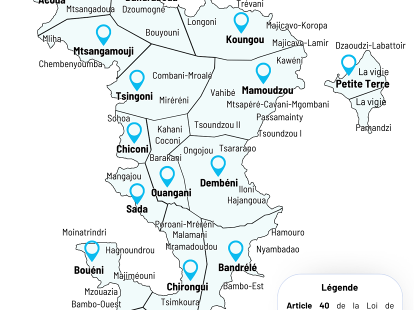 Cartographie NOUVELLE GEOGRAPHIE PRIORITAIRE A MAYOTTE loi n° 2025-797 du 11 août 2025 de programmation pour la refondation de Mayotte